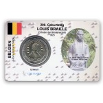 2 EUR limitierte Info-Coincard Belgien 2009 - Louis Braille pfr.