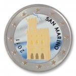 Farbige 2 Euro Kursm�nze San Marino - verschiedene Jahrg�nge