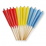 Fackeln / Balkonfackeln aus Wachs mit Citronella-Duft im 12er Set blau, rot, gelb